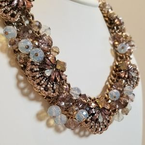 Antique finish thick chained necklace with floral accents